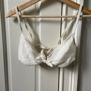 White Floral Bathing Suit Top